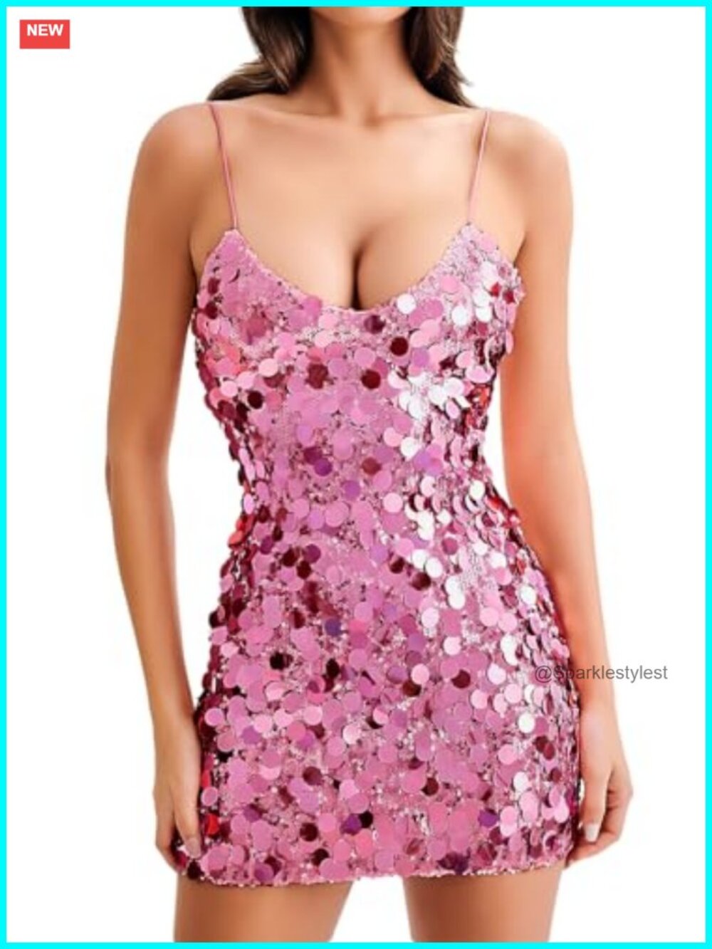 Shiny Sequin Bodycon Mini Dress Backless Sleeveless High Waist Party Club